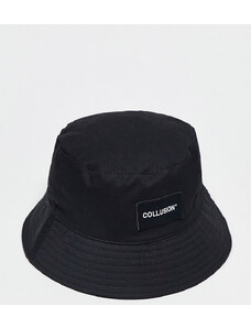 COLLUSION Unisex - Cappello da pescatore nero con logo-Black