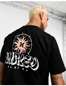 Hurley - T-shirt nera con stampa "Cosmic Groove" sul retro-Nero