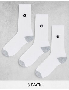 Hurley - Confezione da 3 paia di calzini bianchi-Bianco