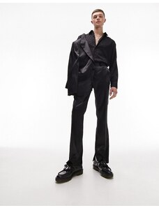 Topman - Giacca da abito slim squadrata nera lucida-Nero