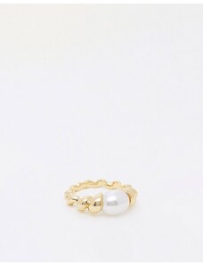 DesignB London - Anello color oro con pietra a perla