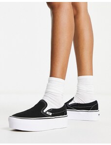 Vans - Sneakers senza lacci nere e bianche con suola rialzata-Multicolore