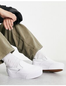 Vans - Sneakers senza lacci bianche con suola rialzata-Bianco