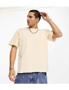 Calvin Klein Jeans - T-shirt beige con cuciture a vista - In esclusiva per ASOS-Neutro