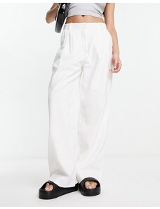 Abercrombie & Fitch - Pantaloni in misto lino bianchi-Bianco