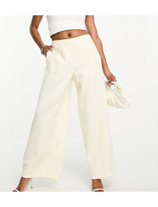 Vero Moda Petite - Pantaloni sartoriali a fondo ampio color crema-Bianco