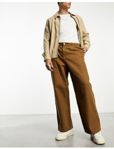 Weekday - Nikolas - Pantaloni modello ampio marrone slavato-Brown