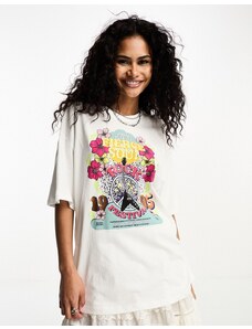 Only - T-shirt bianca oversize con grafica-Bianco
