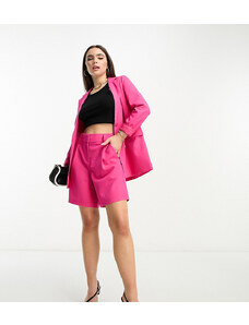Vero Moda Petite - Pantaloncini da abito sartoriali rosa acceso in coordinato