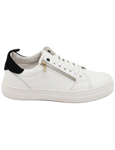 Malu Shoes Sneakers uomo bassa bianca zip cerniera in vera pelle stampa cocco e camoscio nero fondo bianco moda giovane