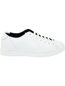 Malu Shoes Sneakers bassa uomo in vera pelle di vitello bianco lacci gomma bianca comfort casual made in Italy moda