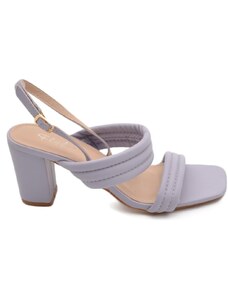 Malu Shoes Sandalo donna lilla sabot con tacco largo comodo 5 cm doppia fascia effetto imbottito moda estate