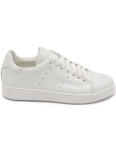 Malu Shoes Scarpa sneakers bianco uomo basic vera pelle lacci comodo fondo in gomma bianco basso sportiva moda casual