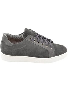 Malu Shoes Scarpe sneakers basse uomo grigio in vera pelle scamosciata fondo gomma run extra bianca moda streetwear made in Italy