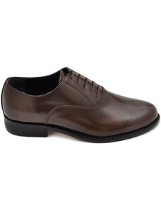 Malu Shoes Scarpe uomo stringata elegante derby liscio vera pelle marrone made in italy fondo cuoio light elegante moda