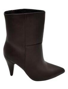 Malu Shoes Tronchetto stivaletto marrone a punta donna con tacco comodo 6 cm laterale e zip alla caviglia