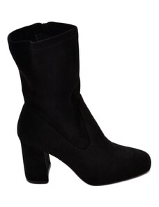 Malu Shoes Stivaletti alti donna nero camoscio a punta tonda tacco quadrato taglio simmetrico zip moda glamour tendenza