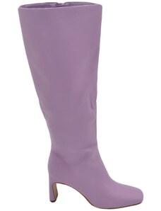 Corina Stivali donna a punta quadrata glicine liscio gambale aderente al ginocchio tacco sottile quadrato 9 cm moda con zip