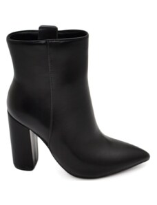 Malu Shoes Tronchetto stivaletto nero donna ecopelle effetto calzino con tacco doppio 8 cm aderente con zip a punta