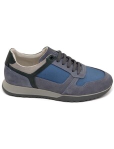 Gino Tagli Scarpe uomo sneakers comfort passeggio sportive bicolore grigio e blu made in italy in camoscio gomma anatomica