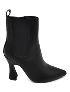 Malu Shoes Tronchetto stivaletto chelsea nero a punta donna con tacco comodo 6 cm elastico laterale e zip alla caviglia