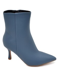 Malu Shoes Tronchetto stivaletto azzurro polvere donna linea Basic con tacco a spillo basso 7 cm aderente con zip a punta