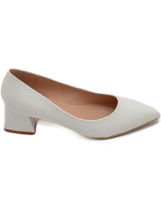 Malu Shoes Decollete' donna basso a punta in vernice lucido bianco con tacco quadrato 4 cm linea basic