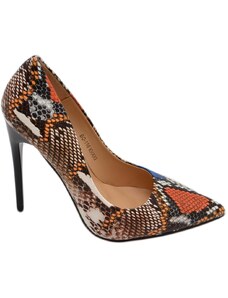 Malu Shoes Decolette' donna ecopelle stampata coccodrillo matte multicolor con punta tacco 12 cm spillo
