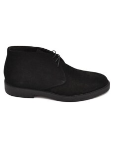 Malu Shoes Polacchino uomo in vera pelle camoscio nero alla caviglia comfort gomma sottile da professionista handmade in italy