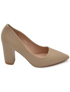 Malu Shoes Decollete' donna in ecopelle matte beige nude tacco doppio 9 cm comfort morbido moda glamour evento