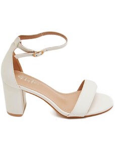 Malu Shoes Sandalo alto donna bianco con tacco doppio 6 cm cinturino alla caviglia linea basic cerimonia evento elegante