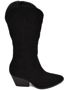 Malu Shoes Camperos donna stivali texani nero in camoscio con tacco 5 cm tinta unita zip moda