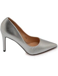 Malu Shoes Decollete' scarpe donna eleganti a punta argento opaco in ecopelle tacco a spillo 10 cm cerimonia evento