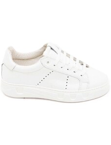Malu Shoes Scarpa sneakers bassa uomo basic vera pelle di nappa bianco linea basic fondo in gomma bianco alto PASOL casual