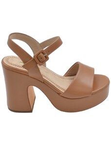 Malu Shoes Scarpe sandalo donna pelle cuoio platform punta rotonda tacco largo 10 cm plateau 4 cm cinturino alla caviglia open toe