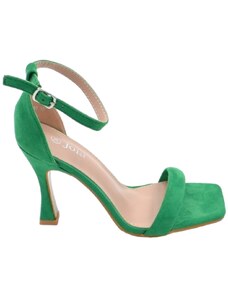 Malu Shoes Sandalo alto donna verde in pelle scamosciata con fascia e tacco clessidra 9 cm cinturino alla caviglia linea basic