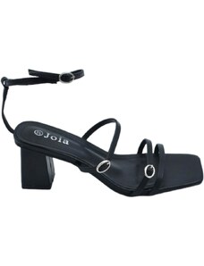 Malu Shoes Sandalo donna nero con fascette regolabile con fibbia tacco basso largo comodo 5 cm chiusura alla caviglia comodo