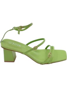 Malu Shoes Sandalo donna verde con fascette regolabile con fibbia tacco basso largo comodo 5 cm chiusura alla caviglia comodo
