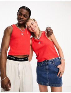 Calvin Klein Jeans - Pride - Top senza maniche slim unisex rosso con monogramma del logo