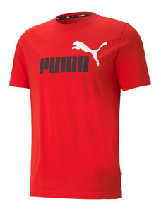Puma Ess + 2 Col Logo Tee T-shirt Uomo Manica Corta Rosso Taglia L