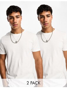 ASOS DESIGN - Confezione da 2 T-shirt girocollo bianche-Multicolore
