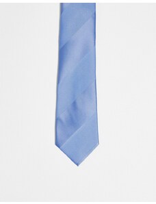 ASOS DESIGN - Cravatta classica blu a righe tono su tono