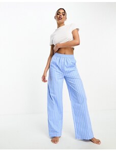 Luna - Pantaloni del pigiama oversize in cotone blu a fondo ampio con righe