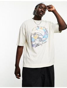 ASOS DESIGN ASOS - Dark Future - T-shirt oversize color écru con stampa di teschio sul davanti-Bianco