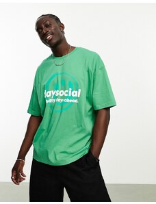 ASOS DESIGN ASOS - Daysocial - T-shirt oversize verde con logo stampato sulla parte anteriore