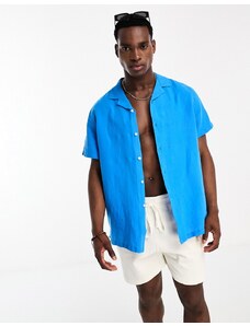 ASOS DESIGN - Camicia comoda blu in lino