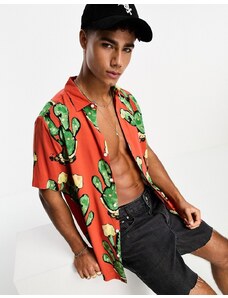 ASOS DESIGN - Camicia con stampa cactus-Multicolore