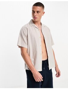 Jack & Jones Premium - Camicia beige in misto lino con rever-Neutro