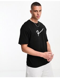Jack & Jones Premium - T-shirt oversize nera con stampa del logo-Nero