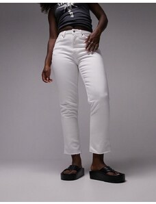 Topshop - Hourglass - Jeans dritti cropped a vita medio alta con bordi grezzi bianchi-Bianco